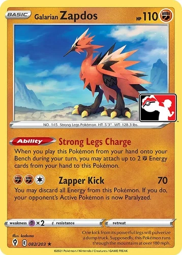 Galarian Zapdos 082/203 Prize Pack Series Cards