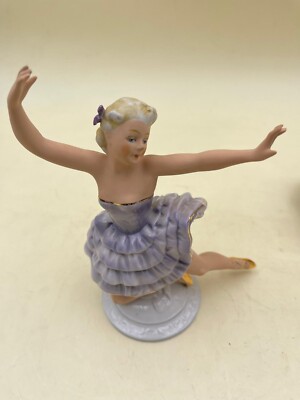 K2 Fasold & Stauch, Porzellan Figur, Tänzerin, Ballerina auf Knie stehend