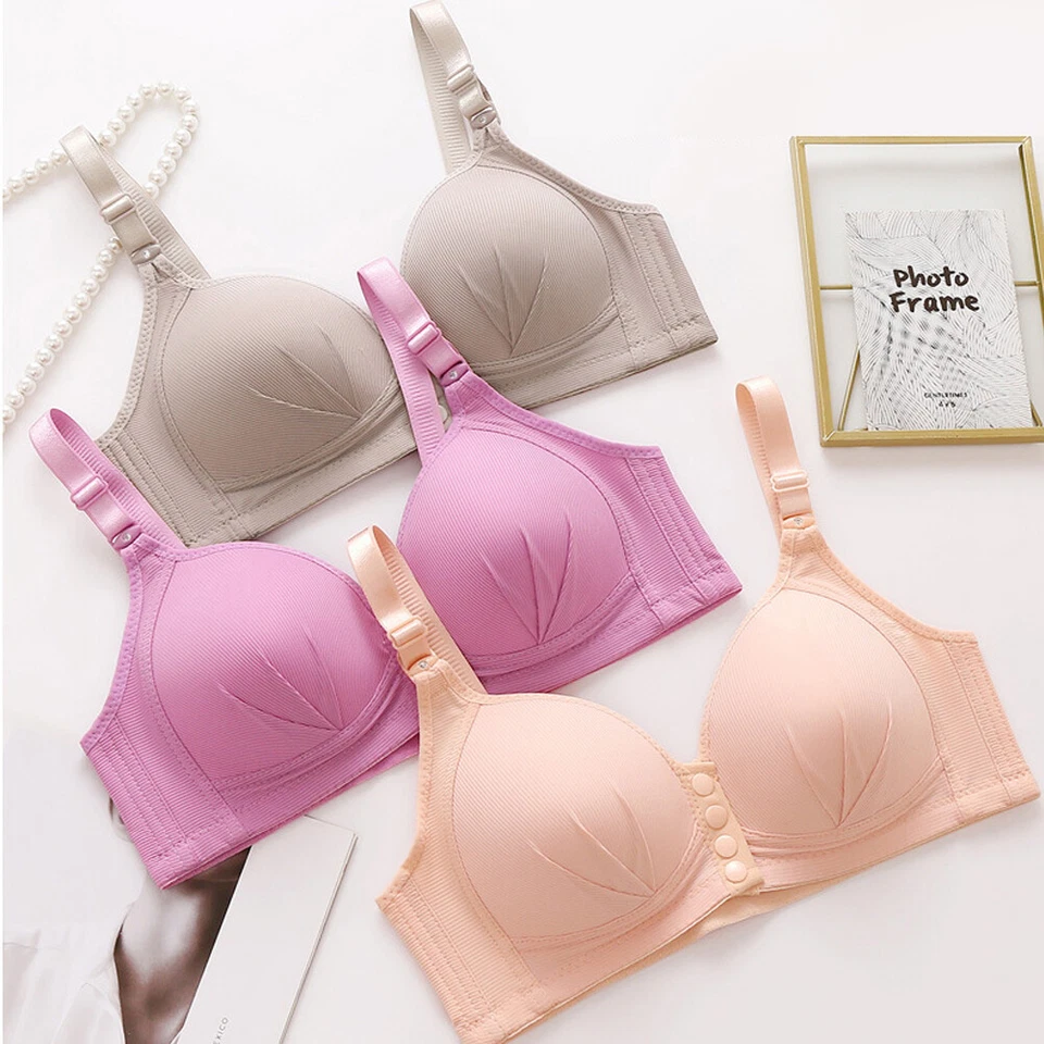 Women Front Open Nursing Bra No Steel Ring Adjustable Thin Cup Comfort Push Up ~ - Image 2 of 4