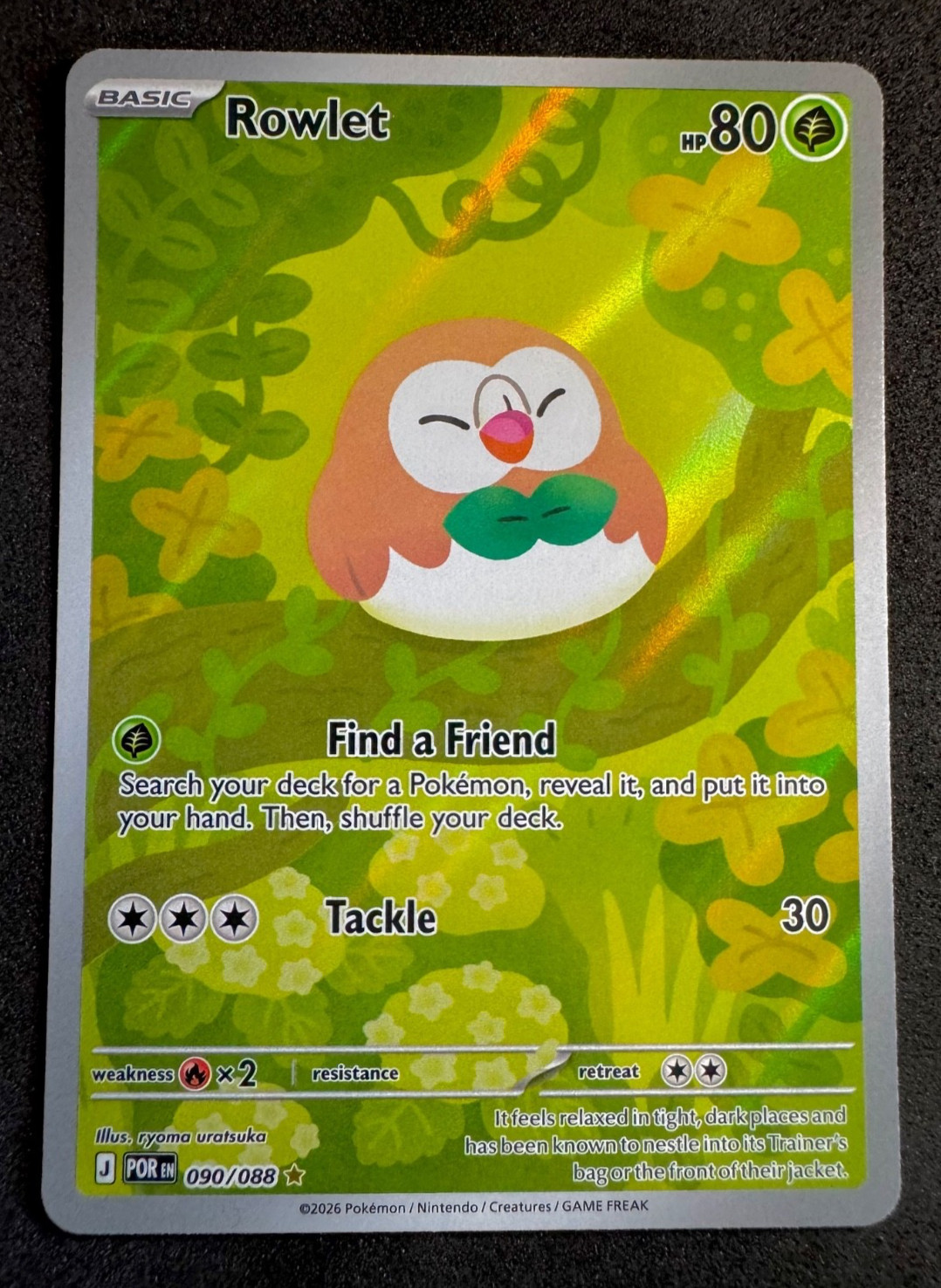 Rowlet 090/088 Pokemon Illustration Rare Perfect Order NM PSA 10 Candidate