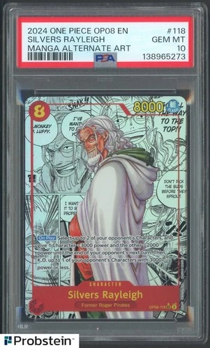 2024 One Piece OP08 EN Manga Alternate Art #118 Silvers Rayleigh PSA 10 GEM MINT