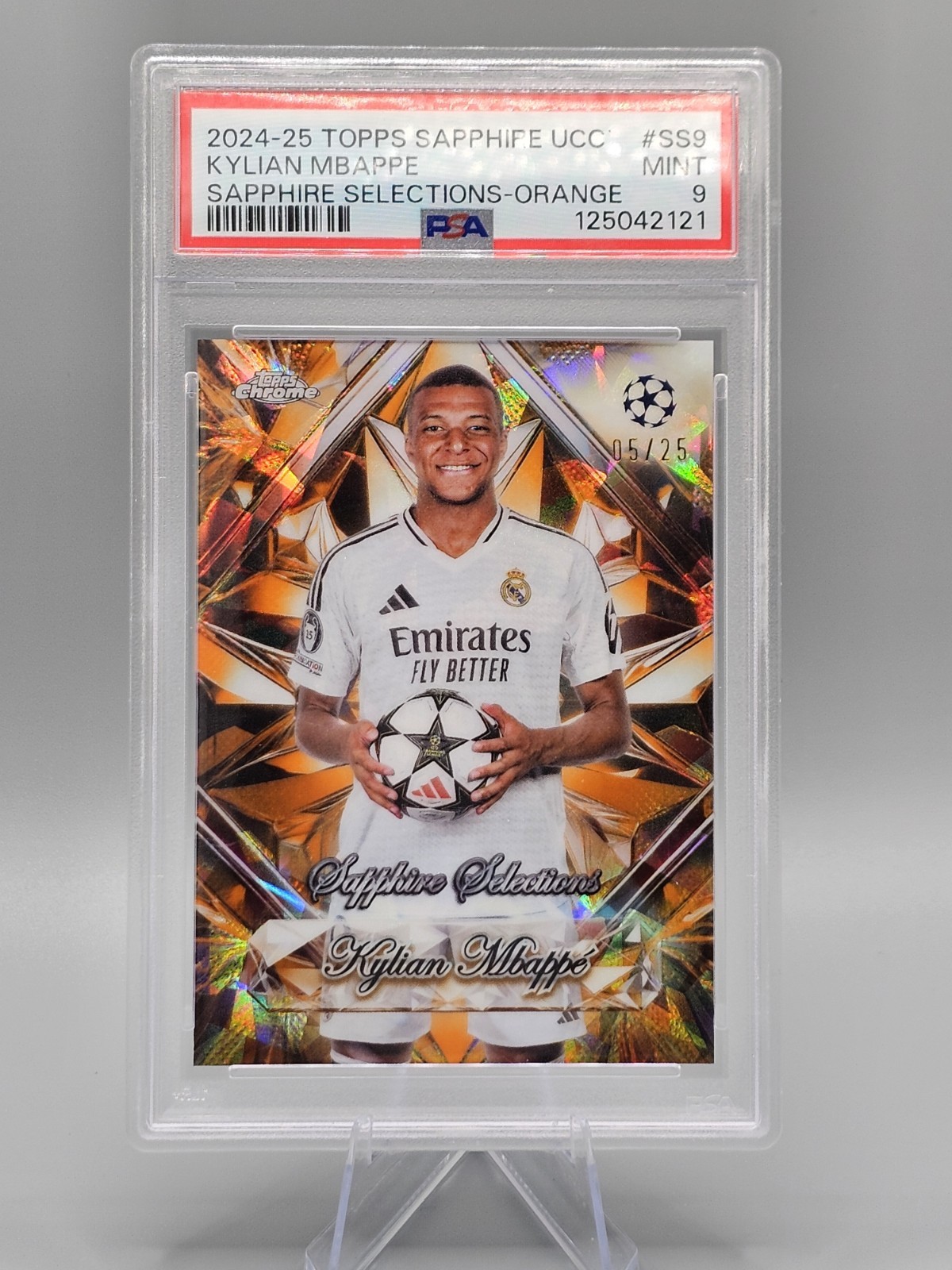 2024-25 Topps Chrome UCC Sapphire Edition - Kylian Mbappe #SS-9 Orange /25 PSA 9