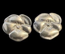 Vintage Sterling Silver 925 Pansy Floral Flower Stud Earrings J8