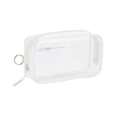 Lihit lab. soeru clear box pencil case large capacity frost clear A8101-1