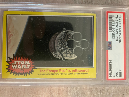 1977 Topps Star Wars #155 The Escape Pod is jettisoned! — PSA 7