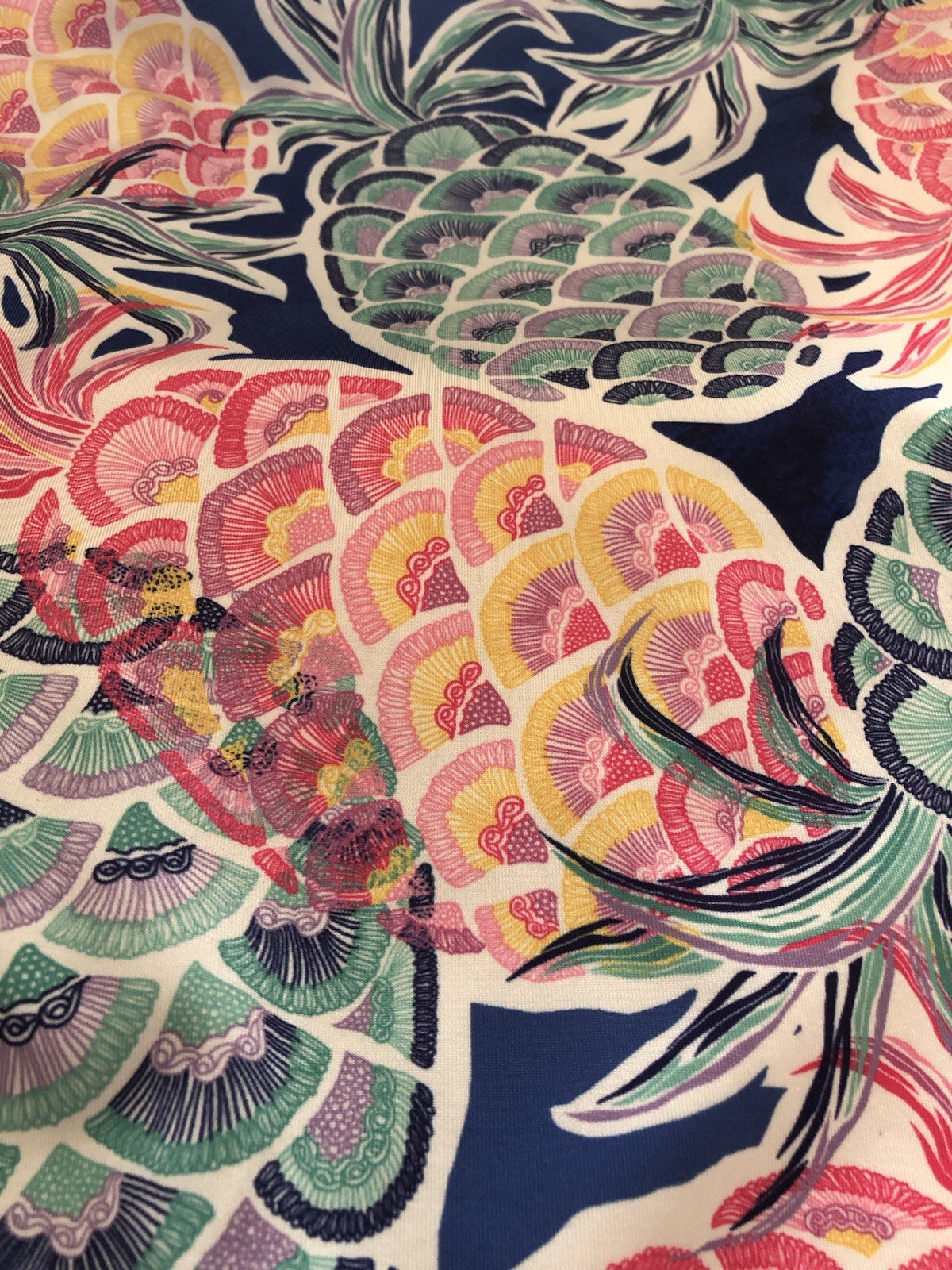 Multi Color Pineapple Print Microfiber JEAN-PIERRE KLIFA Athletic Skirt XL