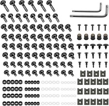 Motorcycle Fairing Bolt Kit 210Pcs Stainless Steel Fairing Screws Clips - Black