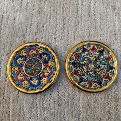 CER COLON 4  Spain Ceramic Painted Tiles 24K gold detail