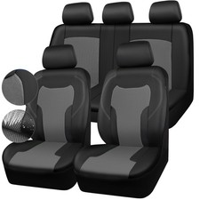 CAR-GRAND Breathable Air Mesh Car Seat Covers, Leather Car Seat Covers Full Set,