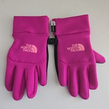 THE NORTH FACE Girls Youth Kids Size MED 8-9 Yrs ETIP Gloves Pink Black TNF