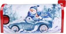 Hello Winter Mailbox Cover Magnetic, 21X18In/53X46Cm Standard Size Decorative Sn