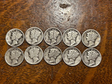 Lot of 10 Different Date Silver Mercury Dimes 1916-1939