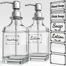 Soap Dispenser - 2 Pack, 18 Oz Antique Design Thick Glass Hand Soap Dispenser...