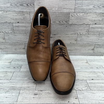 ecco mens brown dress shoes ECCO City Tray Cap Toe Brown Leather Oxford Dress Shoes Men Sz EU 44 US  10-10.5