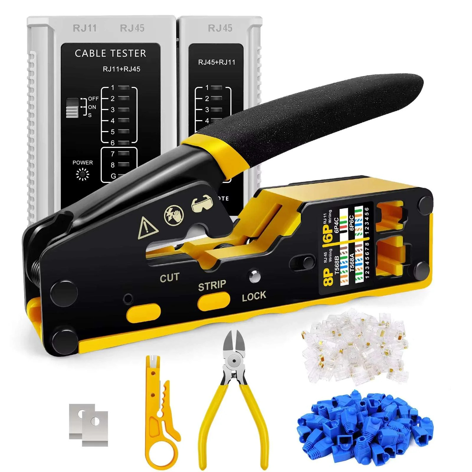 3 In 1 Pass through RJ45 Crimp Tool Kit Ethernet Crimper Crimping Hand Tool Kit