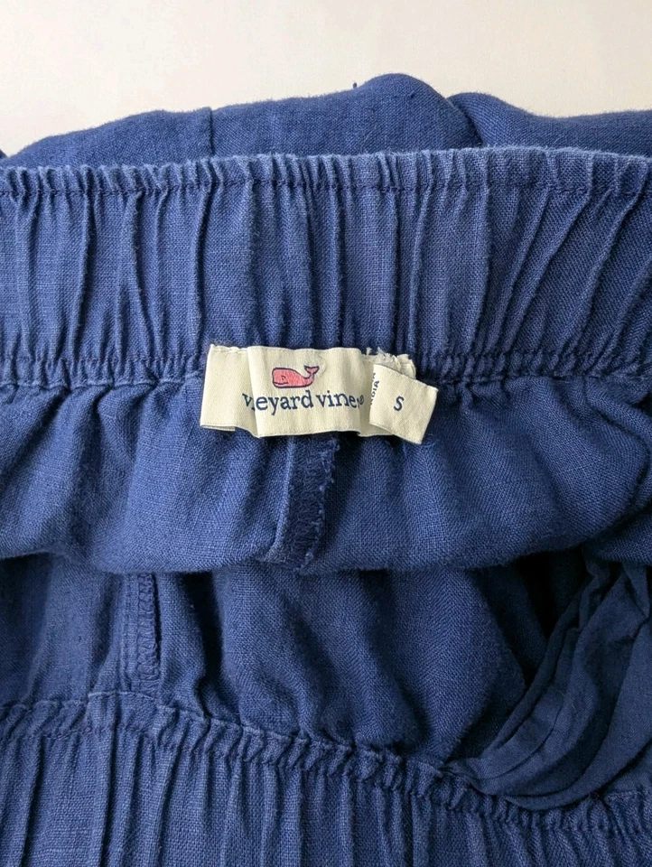 Vineyard Vines Women Deep Bay Wide Leg Linen Elastic Pull On Pants Size S Small - Image 3 of 4