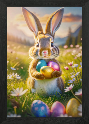 Niedlicher Osterhase gerahmtes Wandbild Poster Leinwanddruck Bild