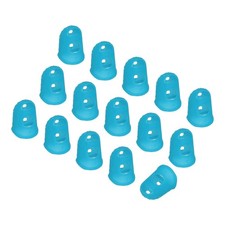 Light Blue Silicone Finger Tips Protectors Breathable Caps, XS, 15 Pcs
