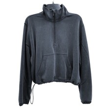 Wmns LULULEMON Gray Black Brushed Softstreme 1/2 Zip Pullover Sweatshirt Sz 2