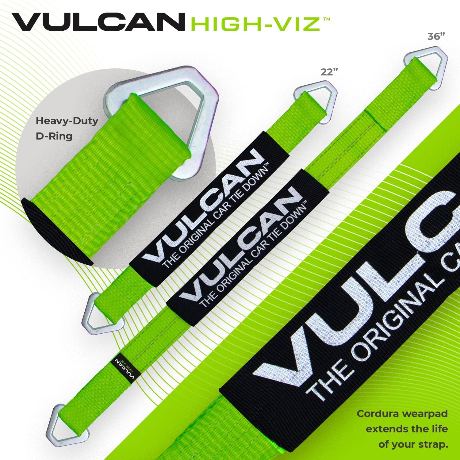 VULCAN ATK224-HV Complete Axle Strap Tie Down Kit High-Viz 4x22 4x36 ...