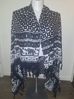 Lightweight Black White Elephant Print Cover Scarf Fringe Wrap Women's 45"x57"  — photo 2