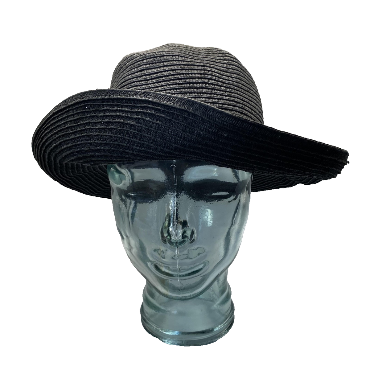Scala Hat Sun Fitted Womens 7 1/8 Black Wide Brim Bow Pronto 