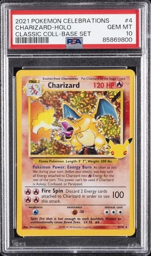 2021 POKEMON CELEBRATIONS CLASSIC COLLECTION #4 CHARIZARD-HOLO PSA 10