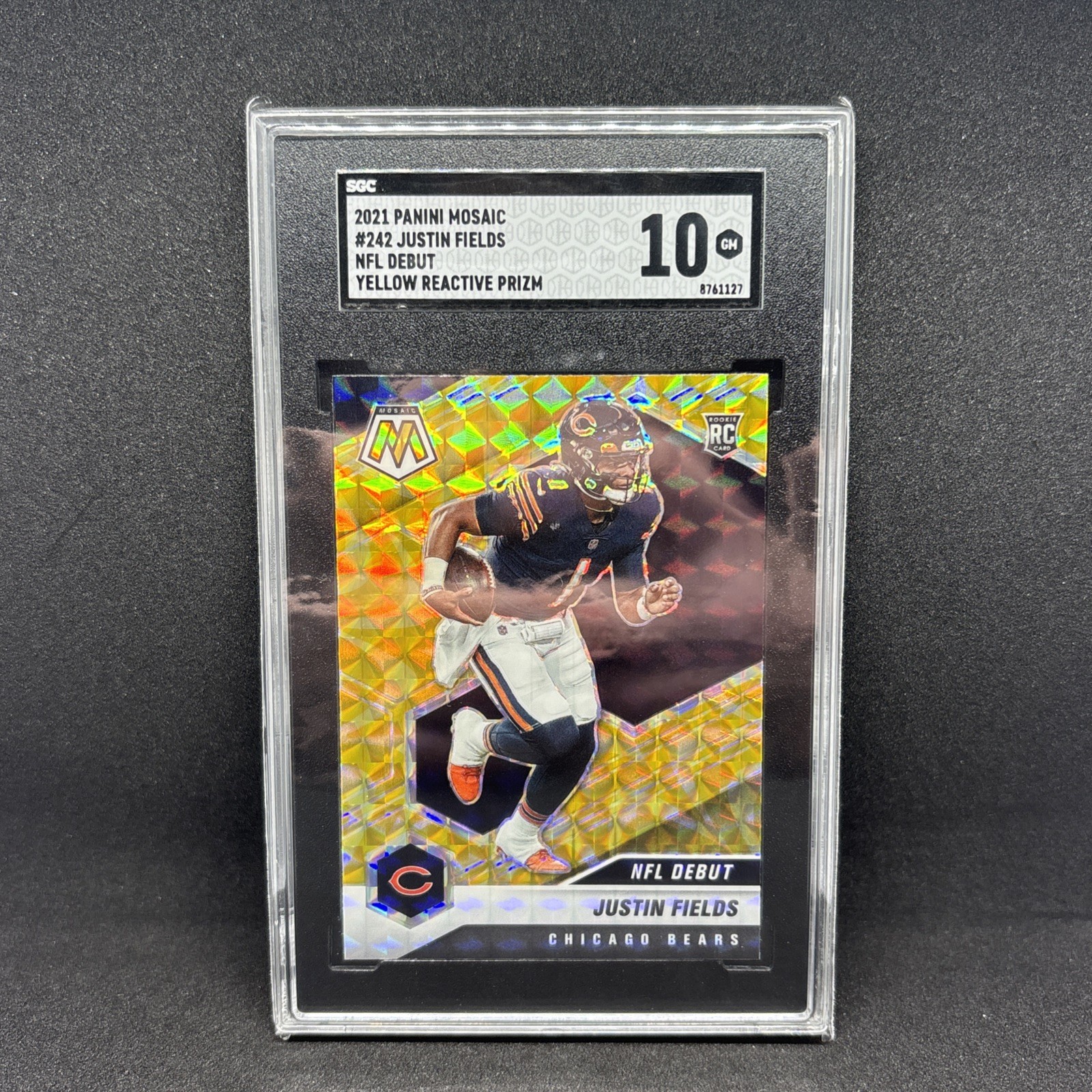 2021 Panini Mosaic Justin Fields NFL Debut Yellow Reactive Prizm (RC) SGC 10 🔥