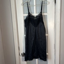 Vintage Adonna Black Lace Slip Dress Size 36 USA Women  s