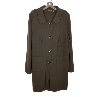 Semantics  Women Ponte Button Up Jacket Sz 1X Black Pockets Casual Preppy