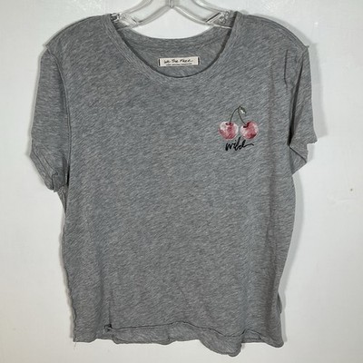 WE THE FREE T Shirt Large Gray Knit Short Sleeve Wild Cherry Classic Tee