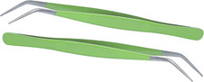 Stainless Steel Garden Tweezer Two Piece Set with Curved Tip Tweezers for Cactus