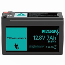 12V 7Ah Lithium Battery, 3000 Cycles LiFePO4 Battery Built-in 20A BMS, 12.8V...