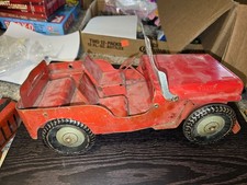 VINTAGE 1950's MARX Willys Red JEEP Pressed Steel TOY 11