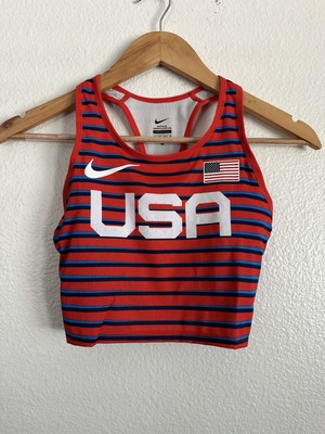 Nike Pro Elite Team USA Running Racing PE Top Bra Singlet Women s Size Large