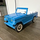 Vintage late 1960’s Tonka Jeepster pressed steel  Blue w/ White Interior