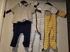 Baby Boy Clothing Lot 3-6 Months Sleepers Outfit Rhino Stripes