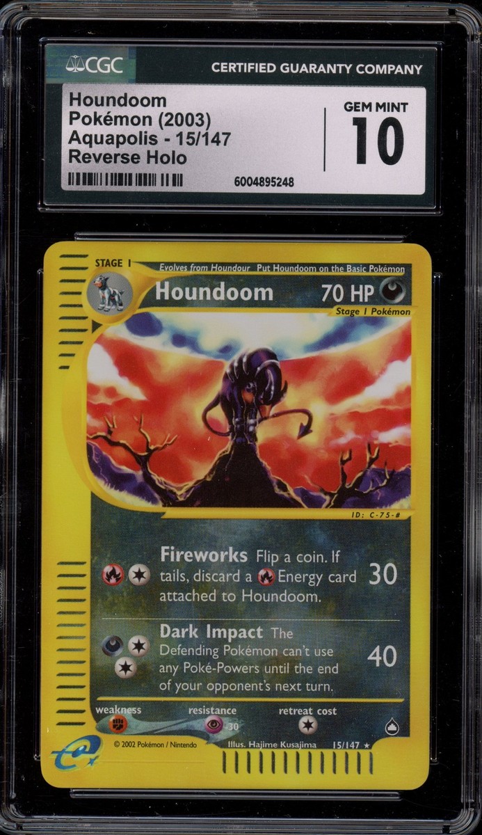 Pokemon Houndoom Aquapolis Reverse Holo Rare #15 CGC 10 Gem Mint