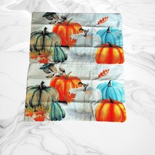 Set Of 2 Throw Linen Pillow Covers Pastel Pumpkins Fall Theme 20" x 12"