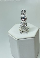 Monet Silver Tone Pink Rhinestone Bunny Rabbit Brooch 14.2g