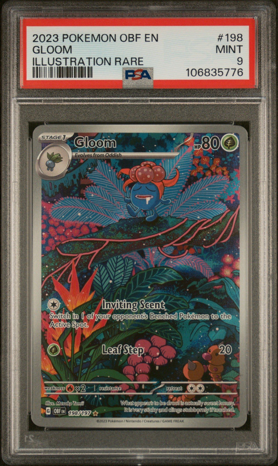 2023 POKEMON OBF EN-OBSIDIAN FLAMES ILLUSTRATION RARE #198 GLOOM PSA 9