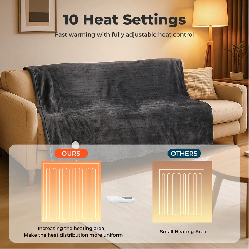 Lavio Electric Blanket Throw Fast Heated Soft Reversible Washable for Bed Sofa - Image 3 of 4