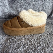 UGG Women's Tazzlita Suede Platform Slippers Chestnut Size 6 Missing Bottom Sole