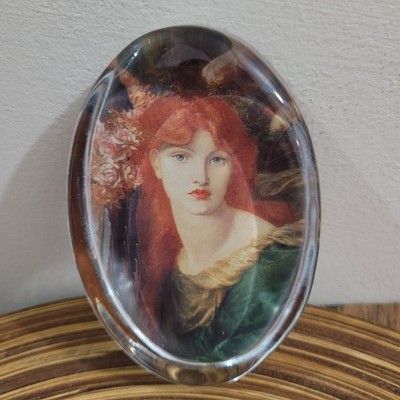 Vintage Past Times La Ghirlandata Dante Gabriel Rosetti Glas Briefbeschwerer Kunst
