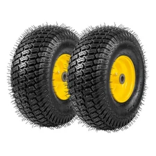 Two 15x6.00-6 15x6-6 15x6x6 Lawn Mower Turf Tires & Wheels 4 Ply Rated