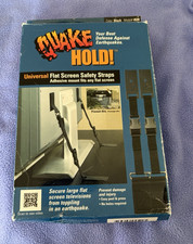 Quake Hold 4520 Black Universal Safety 2 Straps for Flat Screen TV Monitor NEW