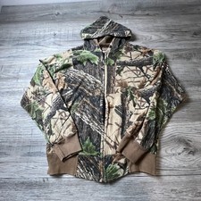 Sports Afield Camo Hoodie Mens M Brown Realtree Full Zip Faux Fur Lined USA Made