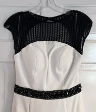 Cassandra Stone by Mac Duggal Dress White & Black Women’s Size 4
