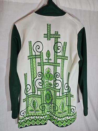 Vintage 60er Jahre Bluse Top Shirt geometrisch geblümt grün Größe M - Bild 5 von 6