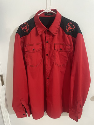 ZSJR Western Style Cowboy Shirt Red Size 2XL Long Sleeve Rodeo PreOwned Good
